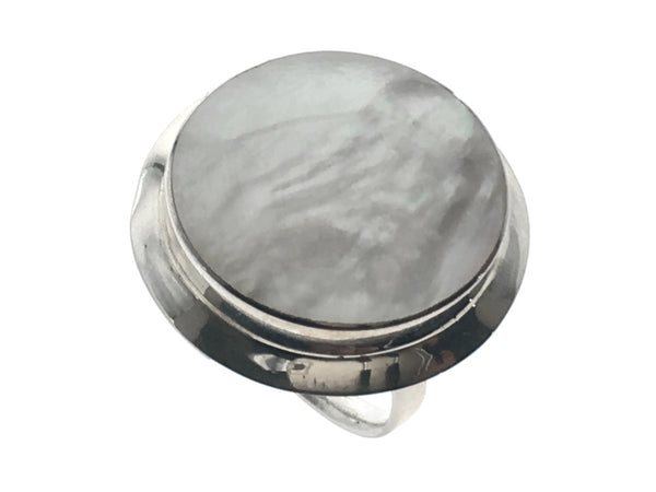 Mother of Pearl Framed Sterling Silver Ring - Essentially Silver Jewelry