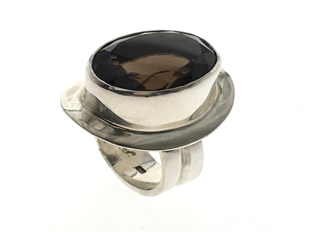 Smoky Topaz Faceted Sterling Silver Ring - Essentially Silver Jewelry