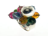 Gemstone Beaded Sterling Silver Flower Ring - Essentially Silver Jewelry
