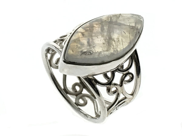 Moonstone Silver Lattice Sterling Silver Ring - Essentially Silver Jewelry