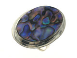 Paua Oval Framed Sterling Silver Ring - Essentially Silver Jewelry