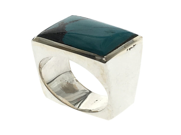 Turquoise Rectangle .925 Sterling Silver Ring - Essentially Silver Jewelry