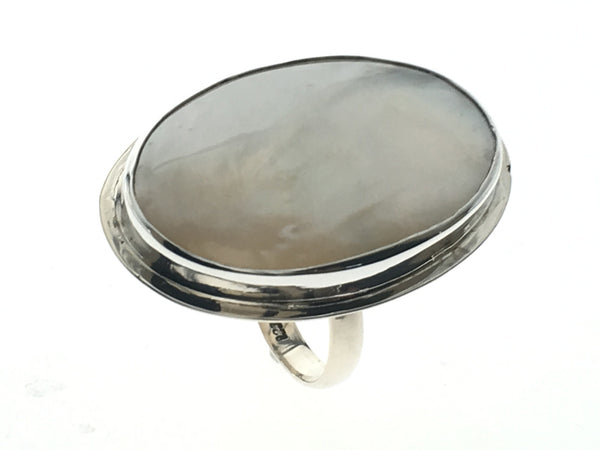 Mother Of Pearl Sterling Silver Ring (Adjustable) - Essentially Silver Jewelry