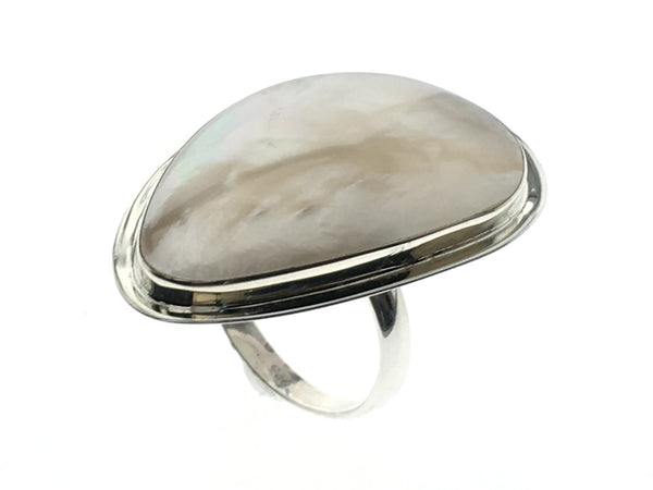 Mother of Pearl Teardrop Sterling Silver Ring