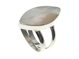 Mother of Pearl Canoe Shaped Sterling Silver Ring - Essentially Silver Jewelry