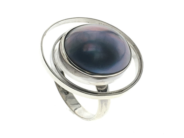 Mabe Pearl Saturn .925 Sterling Silver Ring