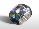 Paua 15mm Half Wire Round Sterling Silver Band