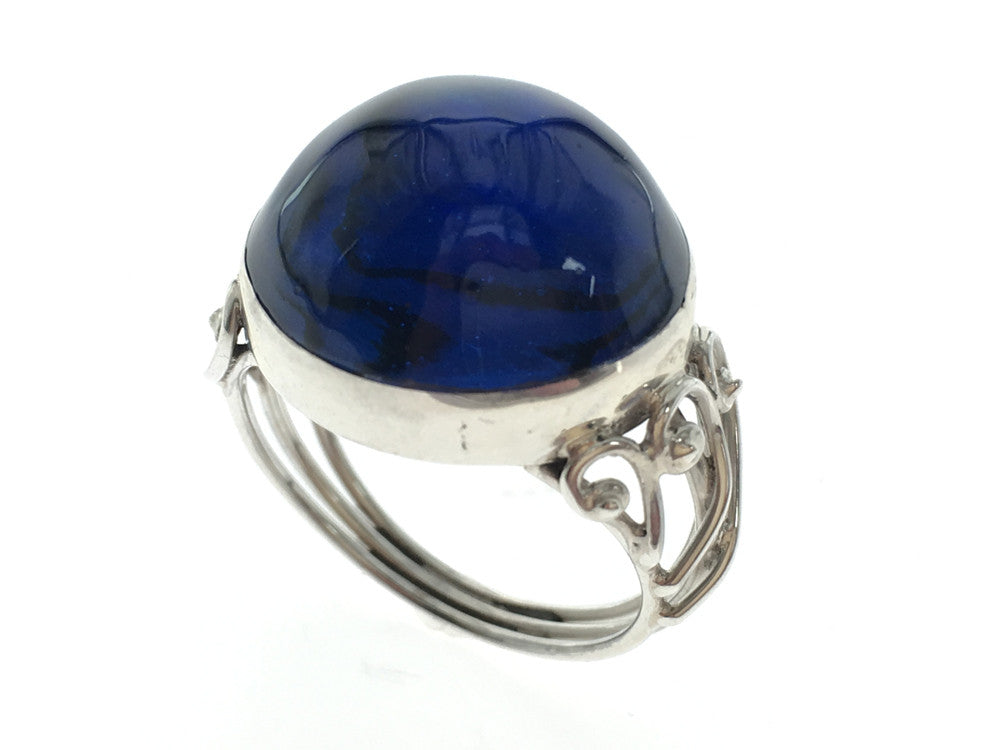 Blue Stone Round Sterling Silver Ring - Essentially Silver Jewelry