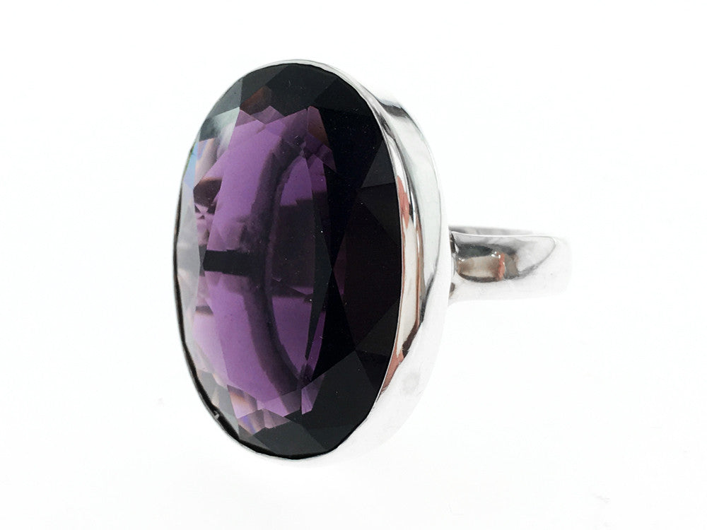 Amethyst Like Large .925 Sterling Silver Ring - Essentially Silver Jewelry