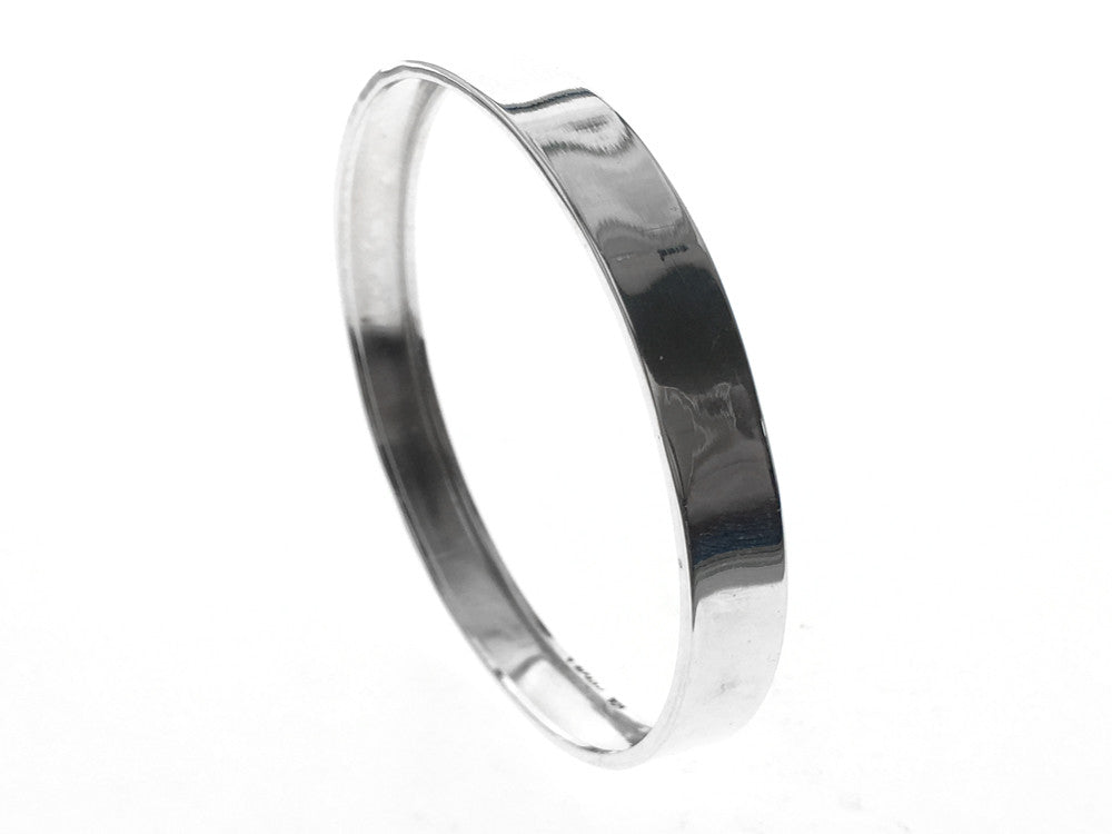 Round Flat 9mm Rimmed Inside .925 Sterling Silver Bangle - Essentially Silver Jewelry