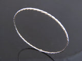 Twisted Zig Zag 1mm Round .925 Sterling Silver Bangle - Essentially Silver Jewelry