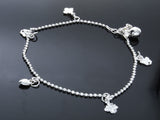 Flower/Butterfly/Heart Silver Charm Bracelet - Essentially Silver Jewelry