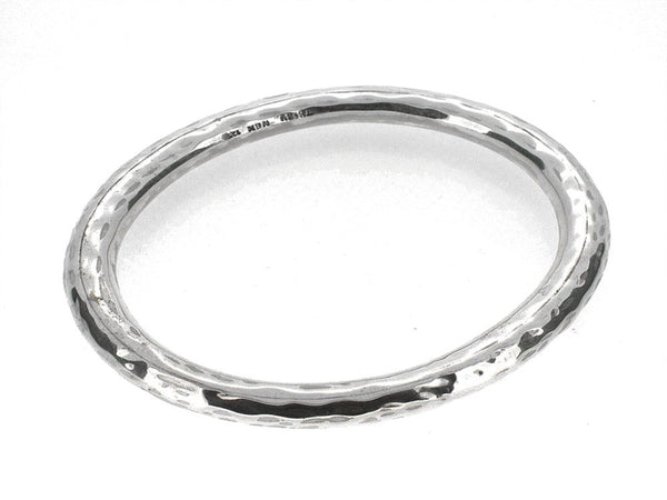 Beaten 8mm Round .925 Sterling Silver Bangle - Essentially Silver Jewelry