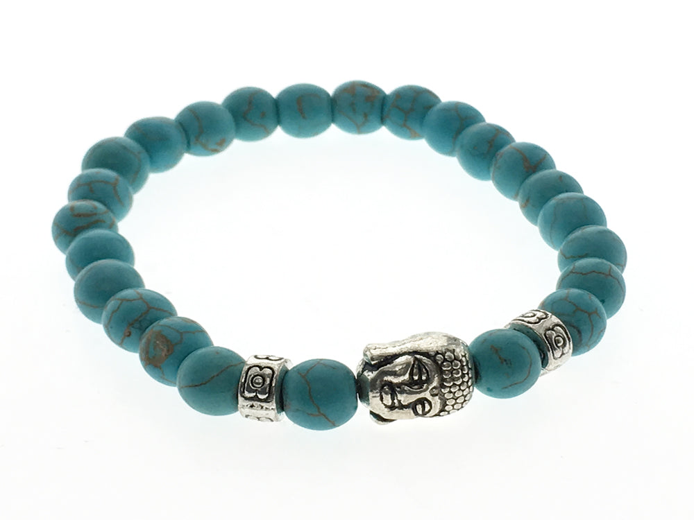 Turquoise 8mm ball budha stretchy bracelet