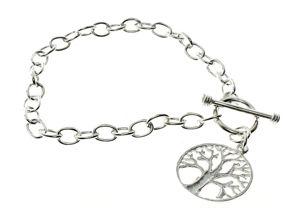 Chain link tree of life sterling silver bracelet - Essentially Silver Jewelry