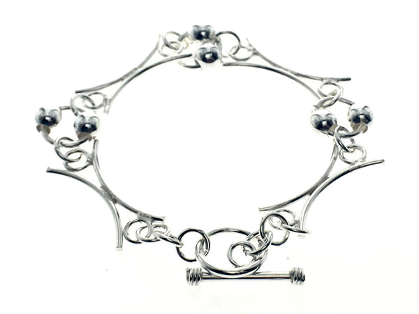 Geometric Ball Link Sterling Silver Bracelet - Essentially Silver Jewelry