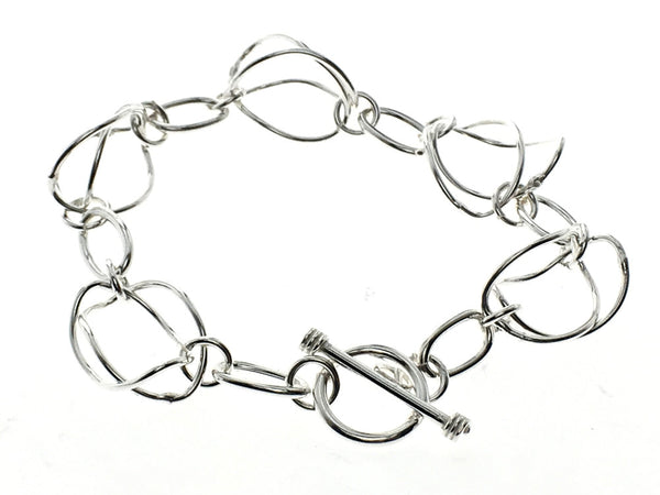 Saturn link sterling silver bracelet - Essentially Silver Jewelry