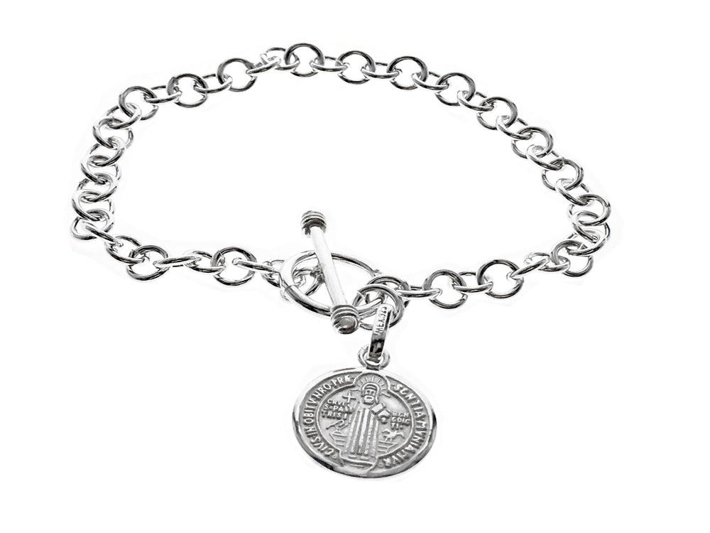 Coin pendant chain sterling silver bracelet