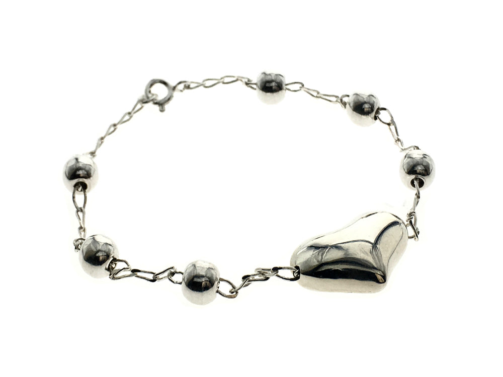 Ball & Heart Sterling Silver Bracelet