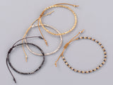 Beaded Metal Black Adjustable Bracelet - Essentially Silver Jewelry