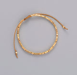 Beaded Metal Gold Adjustable Bracelet - Essentially Silver Jewelry