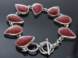 Red Coral Sterling Silver Teardrop Link - Essentially Silver Jewelry