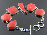 Red coral shaped .925 sterling silver bracelet - Essentially Silver Jewelry