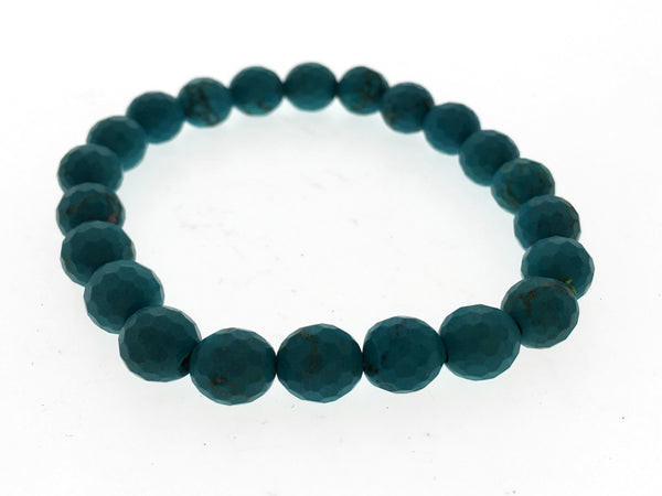 Stretchy Turquoise 7mm Hammered Resin Ball Bracelet - Essentially Silver Jewelry