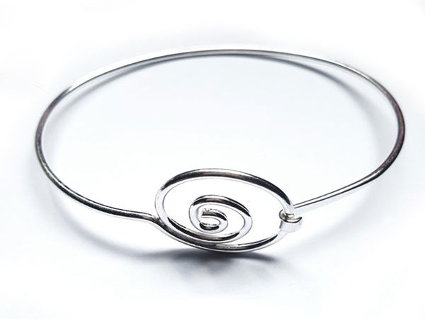 Wire Spiral Catch Sterling Silver Bangle - Essentially Silver Jewelry