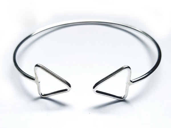 Wire Triangle Ends Sterling Silver Cuff - Essentially Silver Jewelry