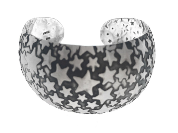 Oxidised Star Sterling Silver Cuff - Essentially Silver Jewelry