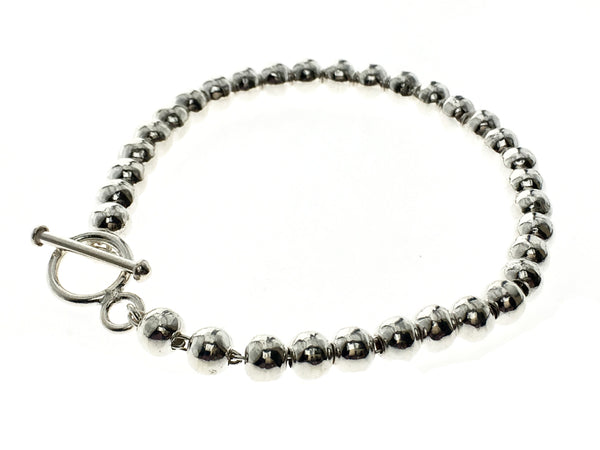 Ball 6mm Hammered Sterling Silver Bracelet - Essentially Silver Jewelry