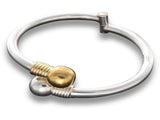 Snap Lock Hinged with Gold Accent Sterling Silver Bangle