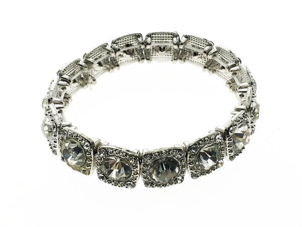 Rhinestone crystal platinum plated bracelet - Essentially Silver Jewelry
