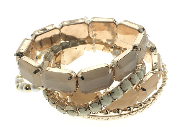Multi Layer Charm bead Bangles White - Essentially Silver Jewelry