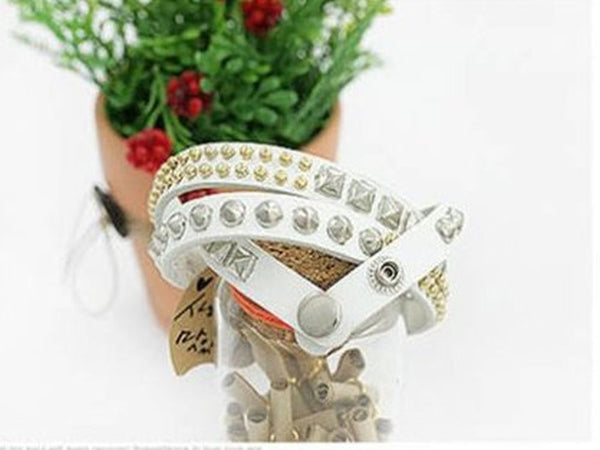 Multi-Layer Three Leather Studded Bracelet - Essentially Silver Jewelry
