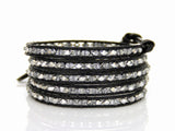 Wrap 5 Crystal Beaded Leather Bracelet - Essentially Silver Jewelry