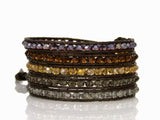 Wrap Mixed Color Crystal Leather Bracelet