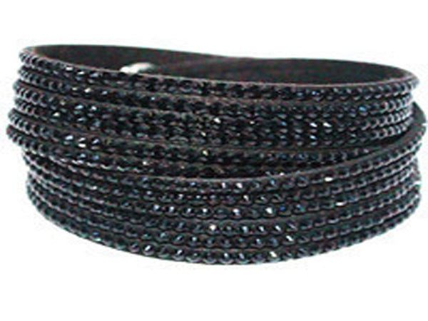 Multi-Layer Leather Crystal Bracelet - Essentially Silver Jewelry