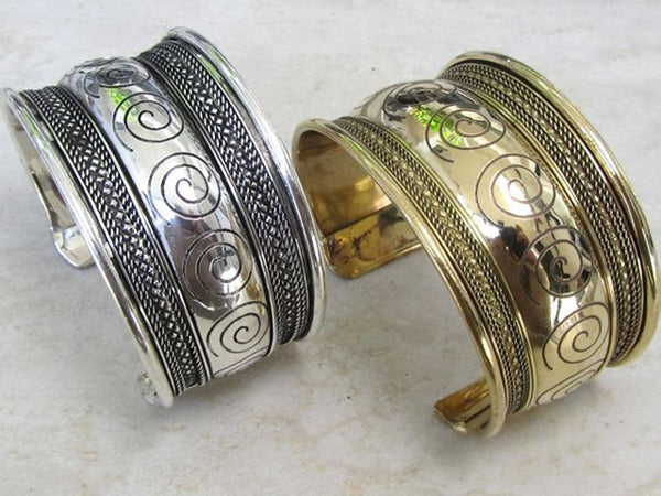 Brass Gold Scroll Cuff - Essentially Silver Jewelry