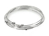 7 Ring Galaxy Ball Sterling Silver Bangle - Essentially Silver Jewelry