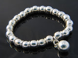 Ball 8mm Bracelet with Ball Charm Sterling Silver expandable - Essentially Silver Jewelry
