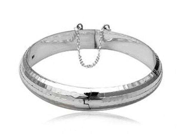 Hinged 9mm Discoteque Sterling Silver Bangle