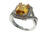 Yellow Cubic Zironia .925 Sterling Silver Ring - Essentially Silver Jewelry