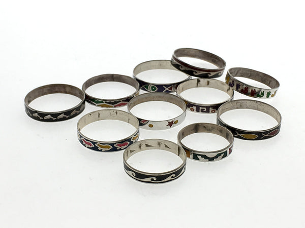 Petite colored .925 sterling silver enamel band different designs - Essentially Silver Jewelry