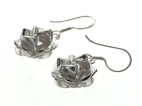 Rose Drop Sterling Silver Earrings - Essentially Silver Jewelry