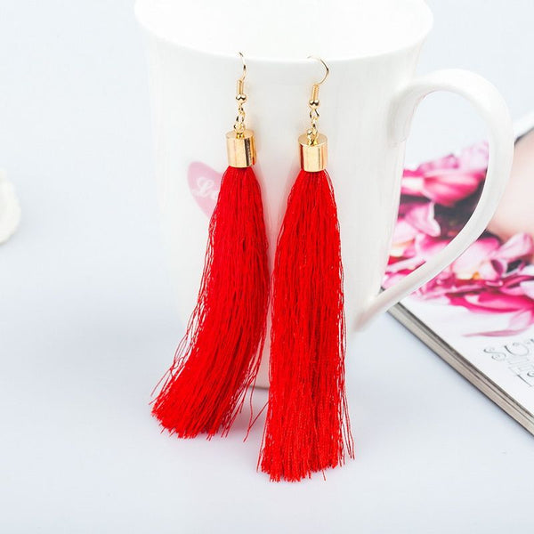 Tassel Red Long Fashion Earrings