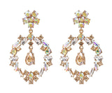 Crystal Flower Statement Fashion Earrings