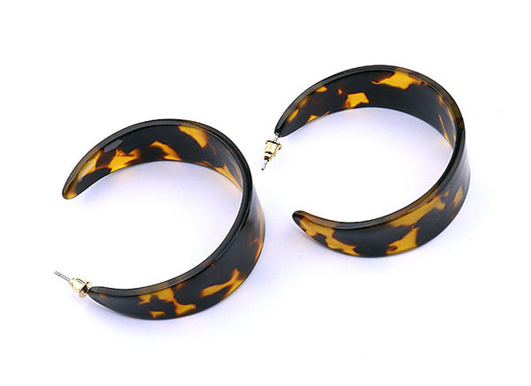 Tortoise Shell C Shaped Earrings