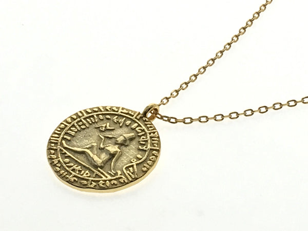 Gold Plated Eygptian Coin Sterling Silver Necklace
